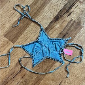 Edikted Starlet Studded Denim Crop Top NWT size M